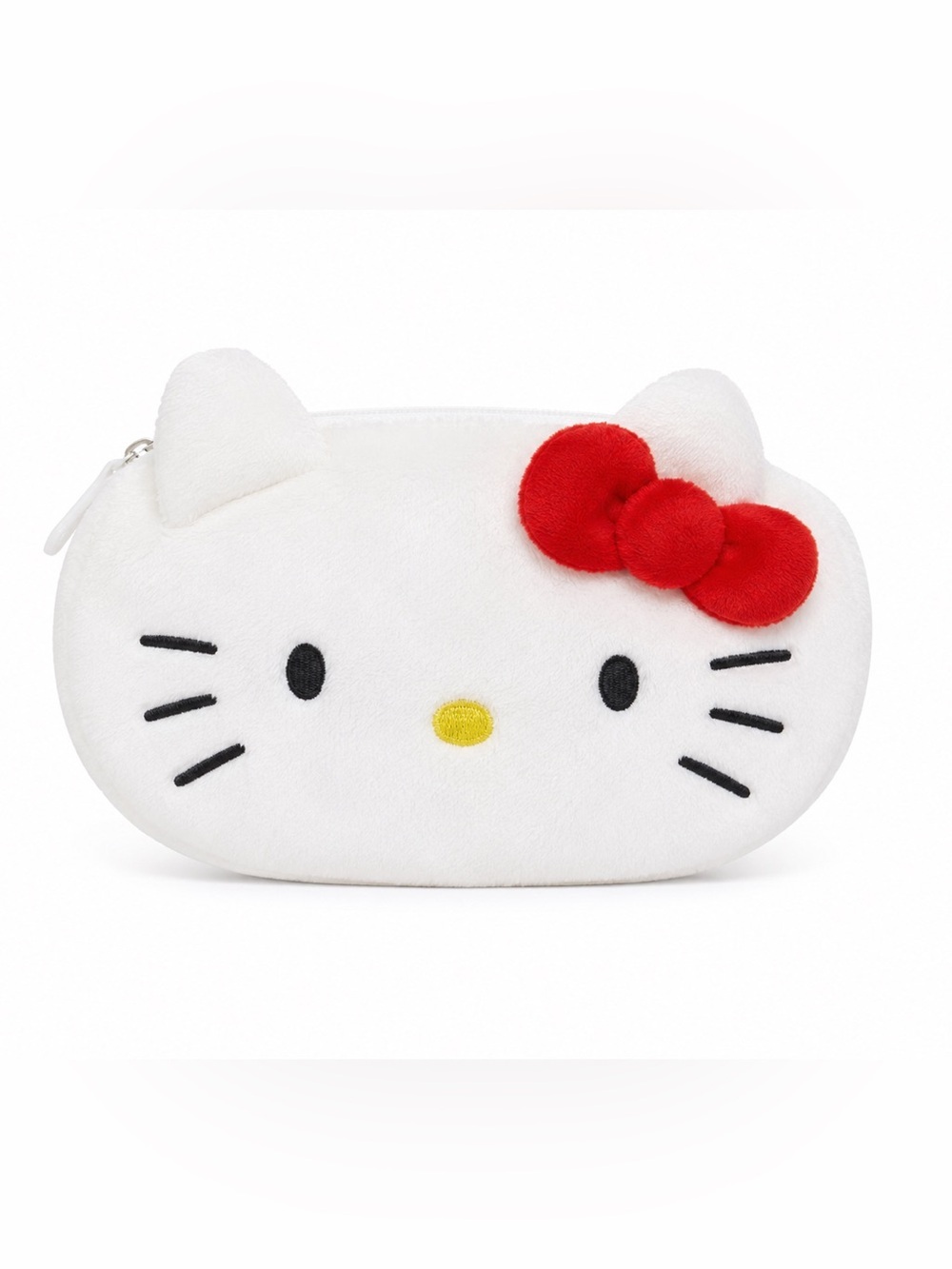 Hello Kitty Plush Pencil Pouch in White with Red Bow Back to School
